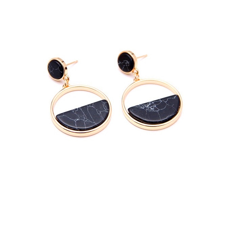 Handmade Geometric Marble Earrings