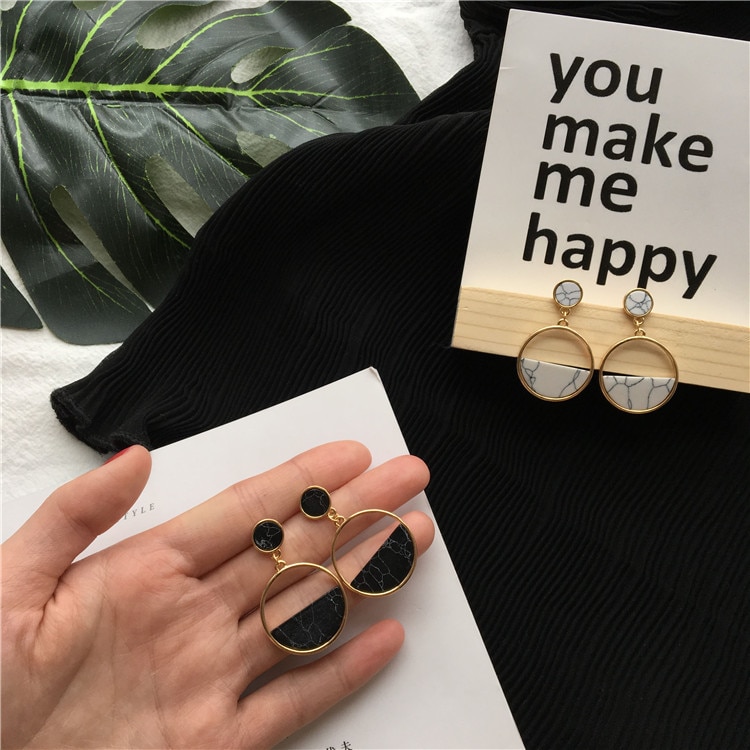 Handmade Geometric Marble Earrings