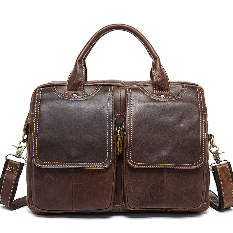 Genuine Leather Men's Handbag for Laptops