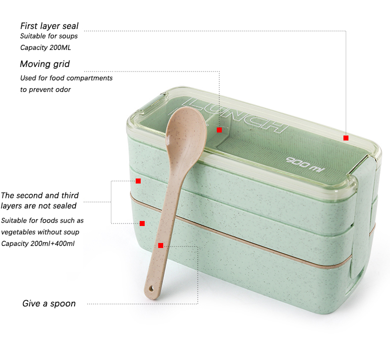 Portable 3 Layered Lunch Box